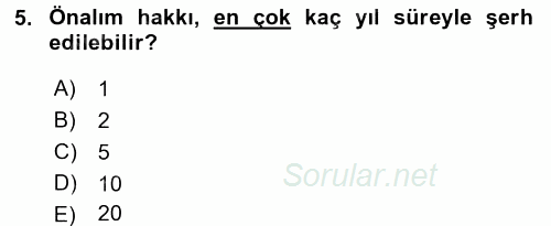 Medeni Hukuk 2 2015 - 2016 Ara Sınavı 5.Soru