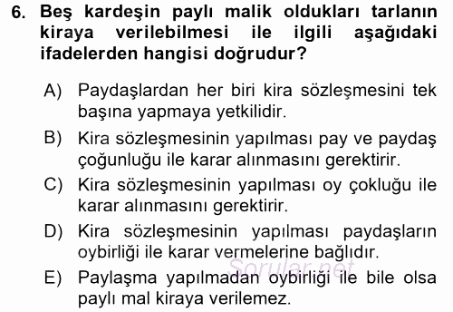 Medeni Hukuk 2 2015 - 2016 Ara Sınavı 6.Soru