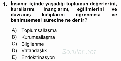 Siyaset Bilimi 2016 - 2017 3 Ders Sınavı 1.Soru