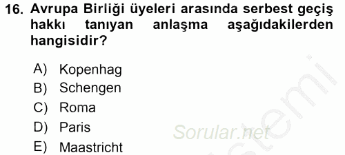 Siyaset Bilimi 2016 - 2017 3 Ders Sınavı 16.Soru