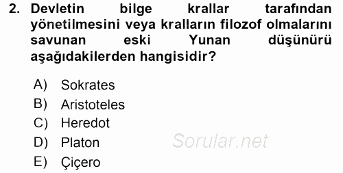 Siyaset Bilimi 2016 - 2017 3 Ders Sınavı 2.Soru