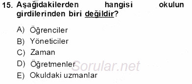 Eğitim Sosyolojisi 2013 - 2014 Tek Ders Sınavı 15.Soru