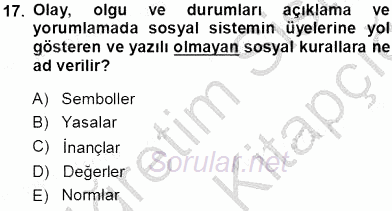 Eğitim Sosyolojisi 2013 - 2014 Tek Ders Sınavı 17.Soru