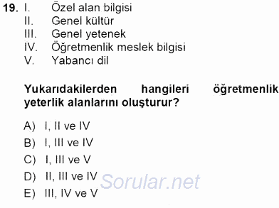 Eğitim Sosyolojisi 2013 - 2014 Tek Ders Sınavı 19.Soru