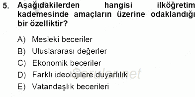 Eğitim Sosyolojisi 2013 - 2014 Tek Ders Sınavı 5.Soru