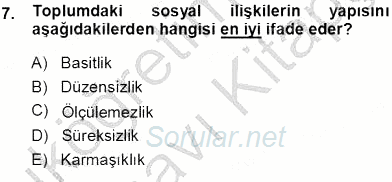 Eğitim Sosyolojisi 2013 - 2014 Tek Ders Sınavı 7.Soru