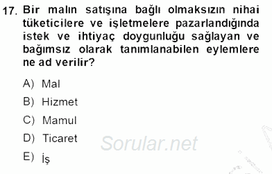 Boş Zaman ve Rekreasyon Yönetimi 2014 - 2015 Ara Sınavı 17.Soru