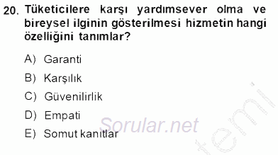 Boş Zaman ve Rekreasyon Yönetimi 2014 - 2015 Ara Sınavı 20.Soru