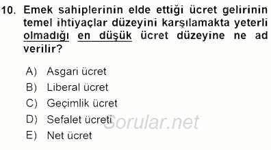 Sosyal Politika 2015 - 2016 Ara Sınavı 10.Soru