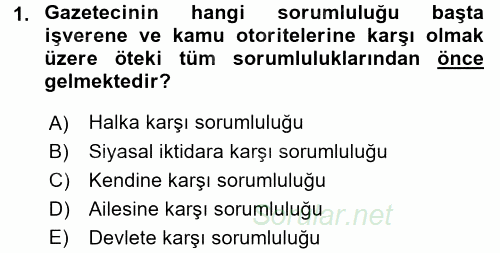 Haber Türleri 2016 - 2017 3 Ders Sınavı 1.Soru