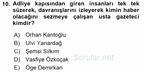 Haber Türleri 2016 - 2017 3 Ders Sınavı 10.Soru