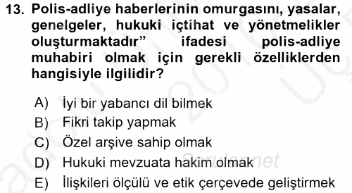 Haber Türleri 2016 - 2017 3 Ders Sınavı 13.Soru