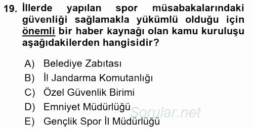 Haber Türleri 2016 - 2017 3 Ders Sınavı 19.Soru