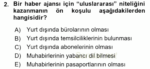 Haber Türleri 2016 - 2017 3 Ders Sınavı 2.Soru