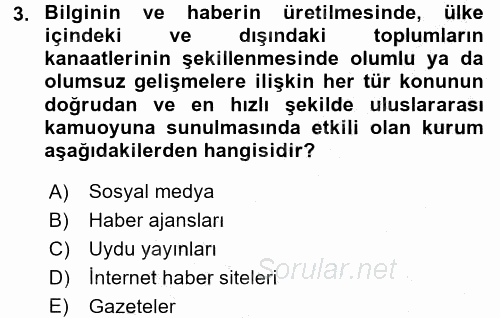 Haber Türleri 2016 - 2017 3 Ders Sınavı 3.Soru