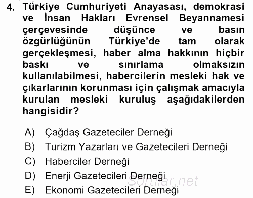 Haber Türleri 2016 - 2017 3 Ders Sınavı 4.Soru