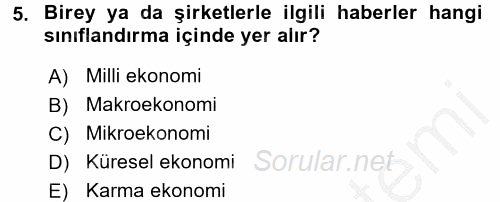Haber Türleri 2016 - 2017 3 Ders Sınavı 5.Soru