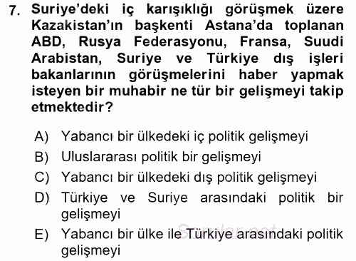 Haber Türleri 2016 - 2017 3 Ders Sınavı 7.Soru