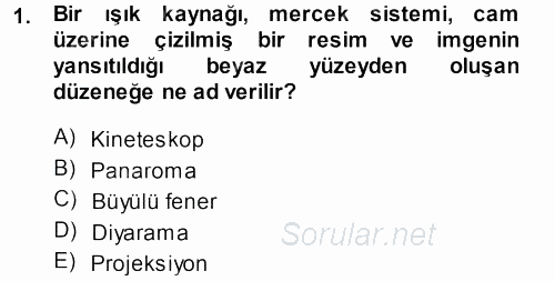 Kamera Tekniğine Giriş 2013 - 2014 Ara Sınavı 1.Soru