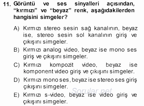 Kamera Tekniğine Giriş 2013 - 2014 Ara Sınavı 11.Soru