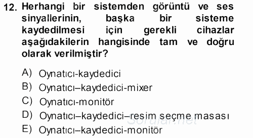 Kamera Tekniğine Giriş 2013 - 2014 Ara Sınavı 12.Soru