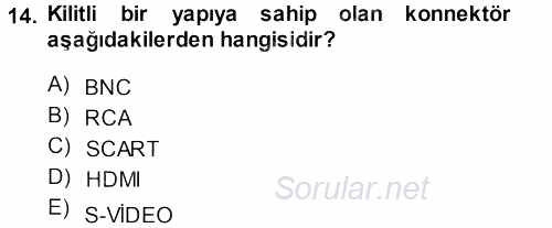Kamera Tekniğine Giriş 2013 - 2014 Ara Sınavı 14.Soru