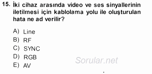 Kamera Tekniğine Giriş 2013 - 2014 Ara Sınavı 15.Soru