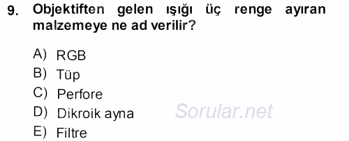 Kamera Tekniğine Giriş 2013 - 2014 Ara Sınavı 9.Soru