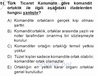 Hukukun Temel Kavramları 2 2014 - 2015 Ara Sınavı 11.Soru