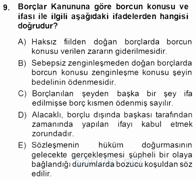 Hukukun Temel Kavramları 2 2014 - 2015 Ara Sınavı 9.Soru