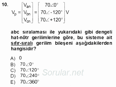 Güç Sistemleri Analizi 2013 - 2014 Ara Sınavı 10.Soru