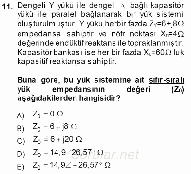 Güç Sistemleri Analizi 2013 - 2014 Ara Sınavı 11.Soru