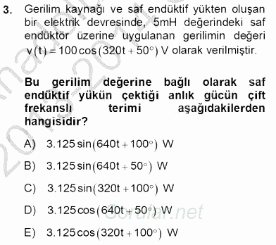 Güç Sistemleri Analizi 2013 - 2014 Ara Sınavı 3.Soru