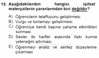 İng. Öğretmenliğinde Öğretim Teknolojileri Ve Materyal Tasarımı 2 2014 - 2015 Dönem Sonu Sınavı 15.Soru