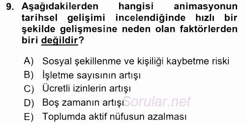 Otel İşletmelerinde Destek Hizmetleri 2016 - 2017 Dönem Sonu Sınavı 9.Soru