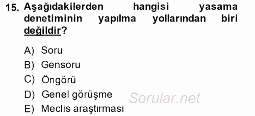 Kamu Mali Yönetimi 2014 - 2015 Ara Sınavı 15.Soru