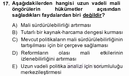 Kamu Mali Yönetimi 2014 - 2015 Ara Sınavı 17.Soru