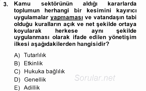 Kamu Mali Yönetimi 2014 - 2015 Ara Sınavı 3.Soru