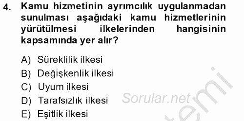 Kamu Mali Yönetimi 2014 - 2015 Ara Sınavı 4.Soru