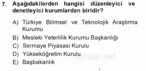 Kamu Mali Yönetimi 2014 - 2015 Ara Sınavı 7.Soru