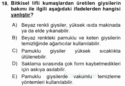 Giysi Seçimi 2016 - 2017 Dönem Sonu Sınavı 18.Soru