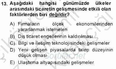 Dış Ticarette Girişimcilik 2014 - 2015 Dönem Sonu Sınavı 13.Soru