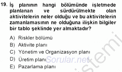 Dış Ticarette Girişimcilik 2014 - 2015 Dönem Sonu Sınavı 19.Soru