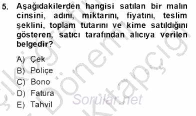 Dış Ticarette Girişimcilik 2014 - 2015 Dönem Sonu Sınavı 5.Soru
