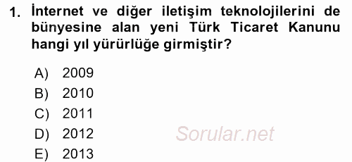 Dış Ticarette Bilgisayar Uygulamaları 2015 - 2016 Ara Sınavı 1.Soru