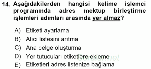 Dış Ticarette Bilgisayar Uygulamaları 2015 - 2016 Ara Sınavı 14.Soru