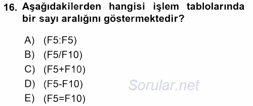 Dış Ticarette Bilgisayar Uygulamaları 2015 - 2016 Ara Sınavı 16.Soru
