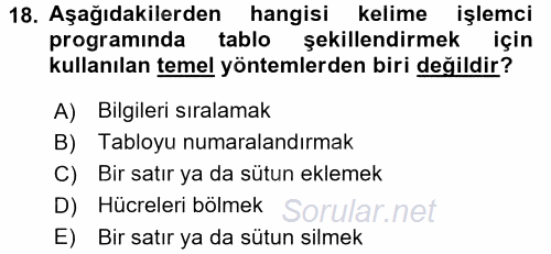 Dış Ticarette Bilgisayar Uygulamaları 2015 - 2016 Ara Sınavı 18.Soru