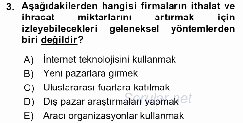 Dış Ticarette Bilgisayar Uygulamaları 2015 - 2016 Ara Sınavı 3.Soru