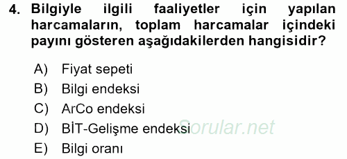 Dış Ticarette Bilgisayar Uygulamaları 2015 - 2016 Ara Sınavı 4.Soru